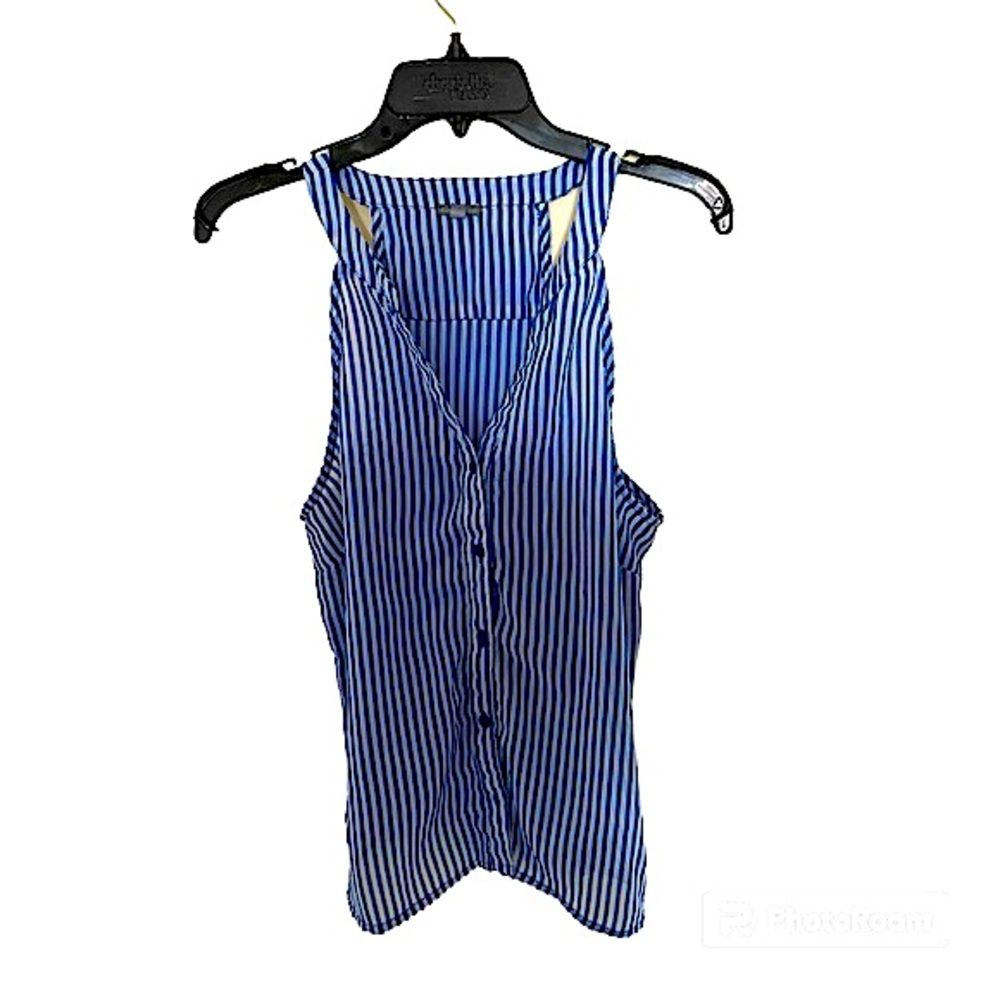 Charlotte Russe XL Blue and White Vertical Striped Tank Top